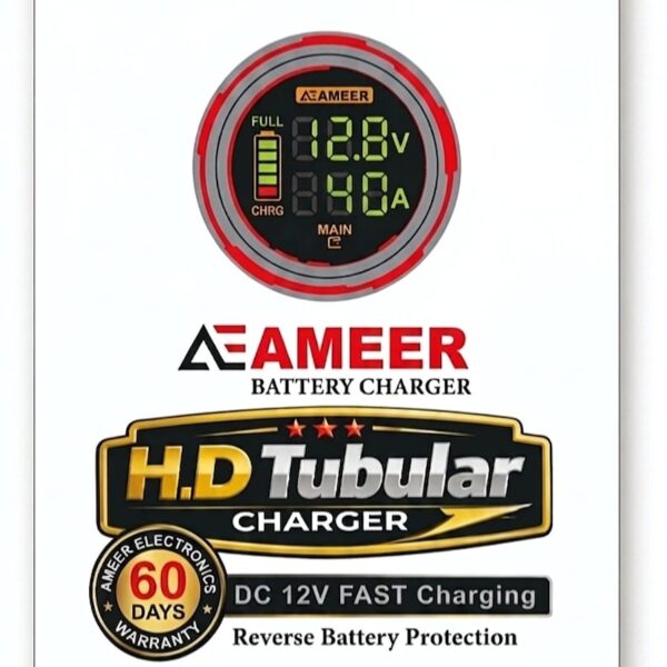 AMEER Tubular Battery Charger – LCD Display